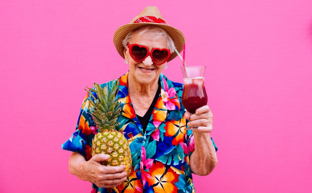 happy and cool grandmother