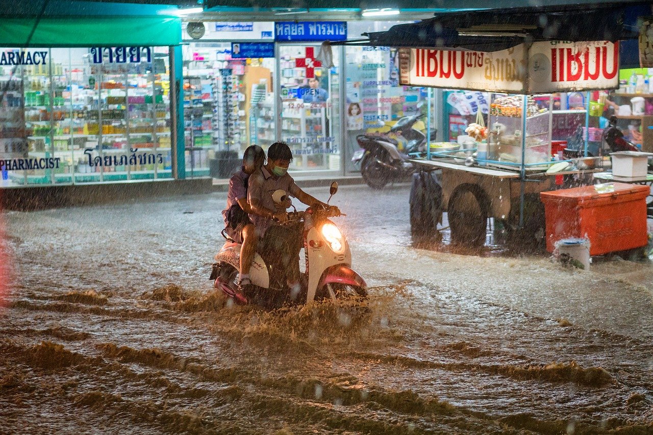 heavily flooded street