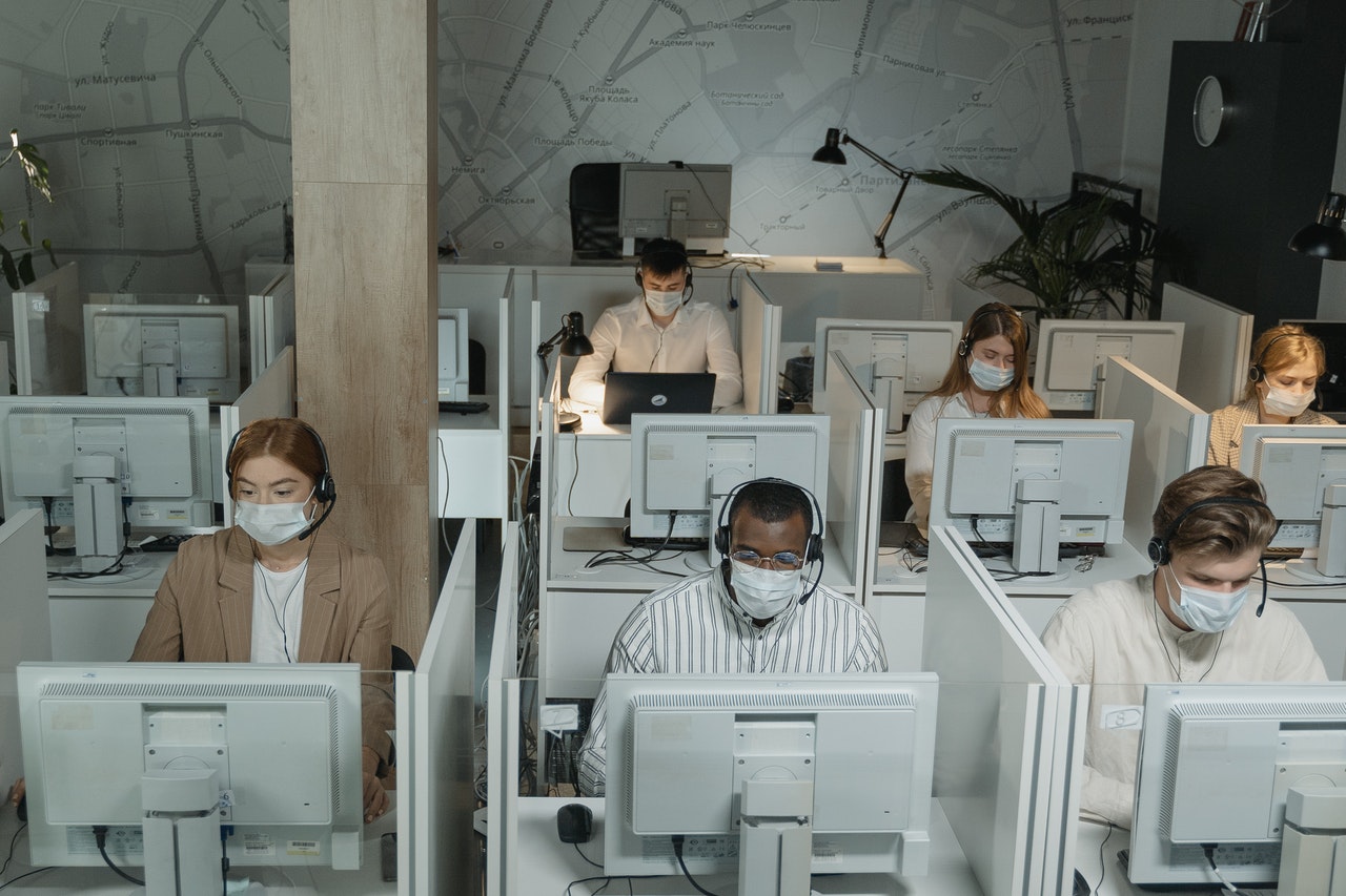 people working in an office