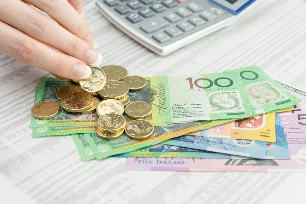 colorful money with coins