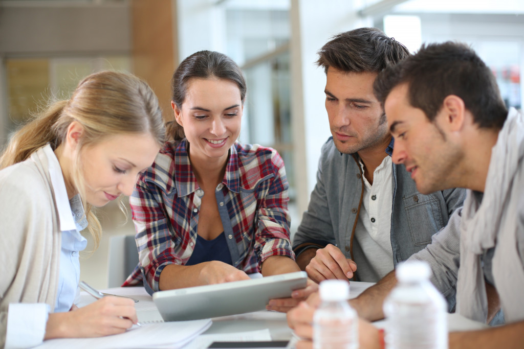 group of people working