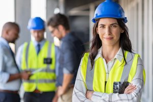 female engineer at the building site