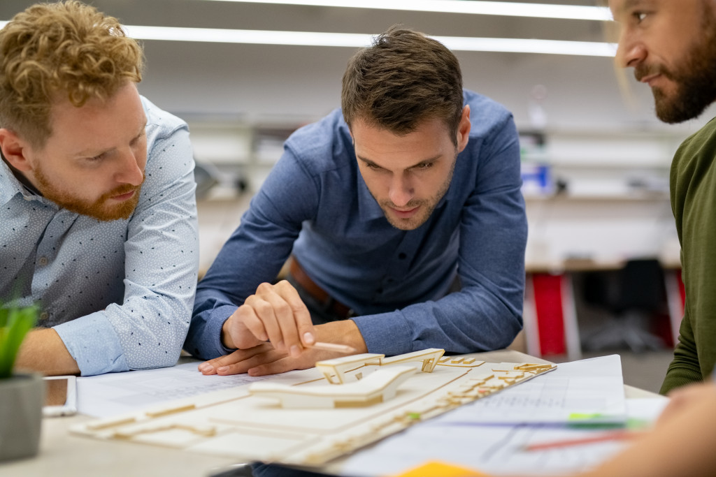 Partners in an architectural firm working together on a urban building