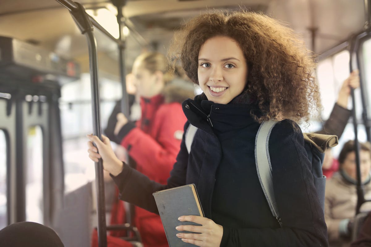 woman riding in the train